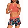 image:imageTalisea Tankini Swimsuits with Shorts  Blouson Tummy Control Bathing SuitsCoral Pink Leaf
