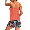 image:imageTalisea Tankini Swimsuits with Shorts  Blouson Tummy Control Bathing SuitsCoral Pink Leaf
