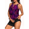 image:imageTalisea Tankini Swimsuits with Shorts  Blouson Tummy Control Bathing SuitsPurple Leaves