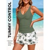 image:imageTankini Bathing Suits with Skirt Two Piece Tummy Control Twist SwimsuitsGreen Palm Tree