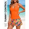 image:imageTankini Bathing Suits with Skirt Two Piece Tummy Control Twist SwimsuitsOrange Floral