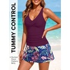 image:imageTankini Bathing Suits with Skirt Two Piece Tummy Control Twist SwimsuitsPurple Floral