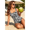 image:imageTummy Control Tankini Top Only  Women Square Neck Slimming Swimsuit TopBlack Floral