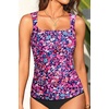 image:imageTummy Control Tankini Top Only  Women Square Neck Slimming Swimsuit TopPink Floral