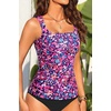 image:imageTummy Control Tankini Top Only  Women Square Neck Slimming Swimsuit TopPink Floral