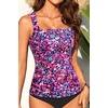 image:imageTummy Control Tankini Top Only  Women Square Neck Slimming Swimsuit TopPink Floral