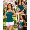 image:imageTummy Control Tankini Top Only  Women Square Neck Slimming Swimsuit TopTeal