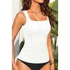 image:imageTummy Control Tankini Top Only  Women Square Neck Slimming Swimsuit TopWhite
