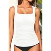 image:imageTummy Control Tankini Top Only  Women Square Neck Slimming Swimsuit TopWhite
