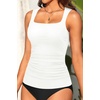 image:imageTummy Control Tankini Top Only  Women Square Neck Slimming Swimsuit TopWhite