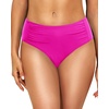 image:imageWomen Full Coverage Bikini Bottoms  Mid Rise Ruched Swimsuit BottomPink