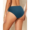 image:imageWomen Full Coverage Bikini Bottoms  Mid Rise Ruched Swimsuit BottomTeal