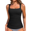 image:imageTummy Control Tankini Top Only  Women Square Neck Slimming Swimsuit TopBlack
