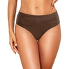 image:imageWomen Full Coverage Bikini Bottoms  Mid Rise Ruched Swimsuit BottomBrown