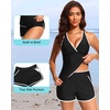 image:imageWomens Tankini with Shorts  Tummy Control Two Piece Swimsuit with PocketsBlack and White