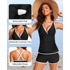 image:imageWomens Tankini with Shorts  Tummy Control Two Piece Swimsuit with PocketsBlack and White