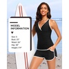 image:imageWomens Tankini with Shorts  Tummy Control Two Piece Swimsuit with PocketsBlack and White