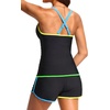 image:imageWomens Tankini with Shorts  Tummy Control Two Piece Swimsuit with PocketsColorful Black