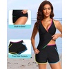 image:imageWomens Tankini with Shorts  Tummy Control Two Piece Swimsuit with PocketsColorful Black