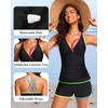image:imageWomens Tankini with Shorts  Tummy Control Two Piece Swimsuit with PocketsColorful Black