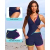 image:imageWomens Tankini with Shorts  Tummy Control Two Piece Swimsuit with PocketsColorful Blue