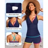 image:imageWomens Tankini with Shorts  Tummy Control Two Piece Swimsuit with PocketsColorful Blue