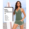 image:imageWomens Tankini with Shorts  Tummy Control Two Piece Swimsuit with PocketsGreen and White