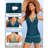 image:imageWomens Tankini with Shorts  Tummy Control Two Piece Swimsuit with PocketsTeal and Green