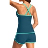 image:imageWomens Tankini with Shorts  Tummy Control Two Piece Swimsuit with PocketsTeal and Green
