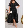 image:imagePlus Size Dresses Wedding Guest Fall Floral Long Sleeve Maxi Dress WomenBlack Short Sleeve