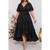 image:imagePlus Size Dresses Wedding Guest Fall Floral Long Sleeve Maxi Dress WomenBlack Short Sleeve