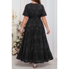 image:imagePlus Size Dresses Wedding Guest Fall Floral Long Sleeve Maxi Dress WomenBlack Short Sleeve