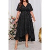 image:imagePlus Size Dresses Wedding Guest Fall Floral Long Sleeve Maxi Dress WomenBlack Short Sleeve