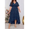 image:imagePlus Size Dresses Wedding Guest Fall Floral Long Sleeve Maxi Dress WomenNavy Blue Short Sleeve