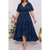 image:imagePlus Size Dresses Wedding Guest Fall Floral Long Sleeve Maxi Dress WomenNavy Blue Short Sleeve