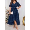 image:imagePlus Size Dresses Wedding Guest Fall Floral Long Sleeve Maxi Dress WomenNavy Blue Short Sleeve