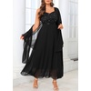 image:imagePlus Size Formal Dress Sequin Wedding Guest Mother Dress with ShawlBlack