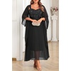 image:imagePlus Size Formal Dress Sequin Wedding Guest Mother Dress with ShawlBlack