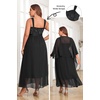 image:imagePlus Size Formal Dress Sequin Wedding Guest Mother Dress with ShawlBlack