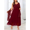 image:imagePlus Size Formal Dress Sequin Wedding Guest Mother Dress with ShawlBurgundy