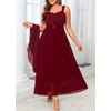 image:imagePlus Size Formal Dress Sequin Wedding Guest Mother Dress with ShawlBurgundy