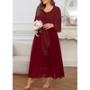 image:imagePlus Size Formal Dress Sequin Wedding Guest Mother Dress with ShawlBurgundy