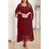 image:imagePlus Size Formal Dress Sequin Wedding Guest Mother Dress with ShawlBurgundy