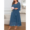 image:imagePlus Size Formal Dress Sequin Wedding Guest Mother Dress with ShawlHaze Blue