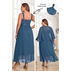 image:imagePlus Size Formal Dress Sequin Wedding Guest Mother Dress with ShawlHaze Blue