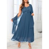 image:imagePlus Size Formal Dress Sequin Wedding Guest Mother Dress with ShawlHaze Blue