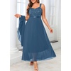 image:imagePlus Size Formal Dress Sequin Wedding Guest Mother Dress with ShawlHaze Blue