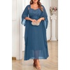 image:imagePlus Size Formal Dress Sequin Wedding Guest Mother Dress with ShawlHaze Blue