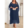 image:imagePlus Size Formal Dress Sequin Wedding Guest Mother Dress with ShawlNavy Blue
