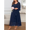 image:imagePlus Size Formal Dress Sequin Wedding Guest Mother Dress with ShawlNavy Blue